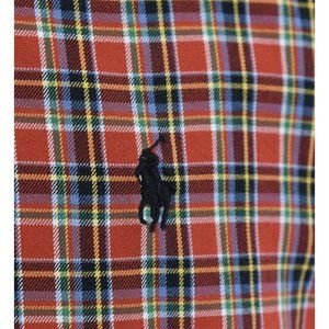 Ralph Lauren Mens Oxford Button Up Shirt Christmas Tartan Classic Fit Red Sz S